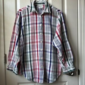 Vintage Old Navy Clothing Co. Plaid Knit Button-Up Flannel Red, Green,Blue,white